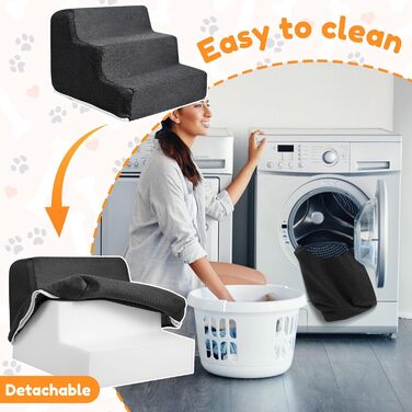 Сходинки для тварин BAODBF: 3 сходинки, 30 см, для собак та котів, миються, неслизькі, сірого кольору