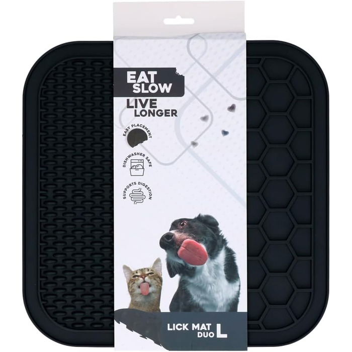 Нічна килимок для собак Duo Eckmatte 30x30 см - Сірий. Безпечний, миючий, з силікону. Запобігає ковтання їжі.