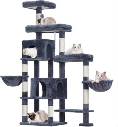 Котячий будиночок Hey-brother XXL для великих котів, 180 см, стабільний, сірий (EMPJ038MU)