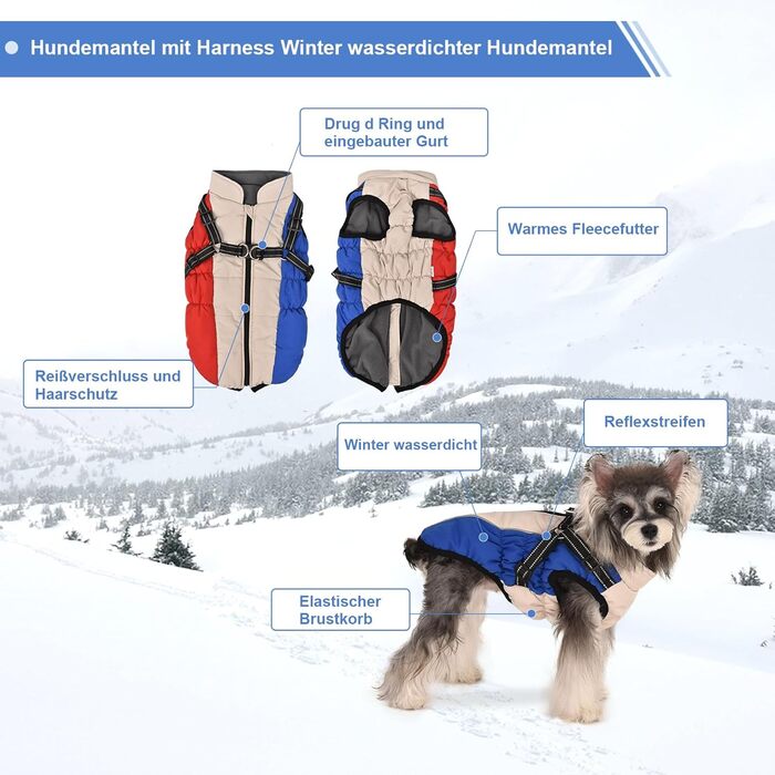 Водонепроникний жилет для собак - теплий зимовий жилет для собак, підходить для цуценят та великих собак (L, XL)