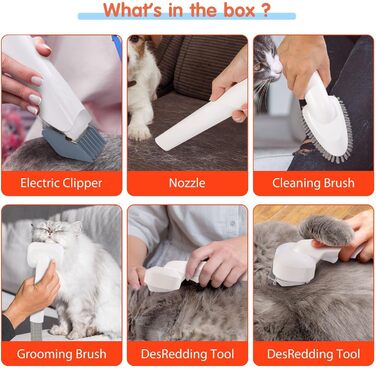 Електрична машинка для стрижки собак з пилососом 10000Pa, набір для грумінгу тварин, 2.5л контейнер, 6 гребінців, тиха, щітка для грумінгу та видалення шерсті для собак та котів
