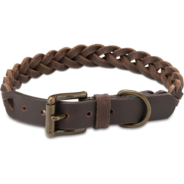 Сплетене шкіряне ошийник для собак – Міцний ручної роботи з преміум-шкіри буйвола Clarissa (M (36.0-45.0cm))