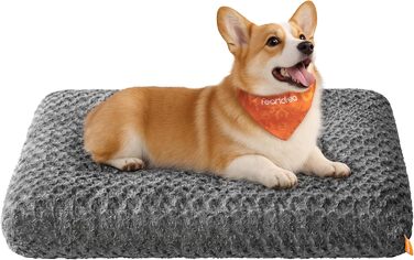 Ліжко для собак Feandrea XL, плюшеве, 110 x 73 см, для великих собак, м'яке, миється, нековзне, сірий PGW293GN01 (L 95 x 60 x 10 см)