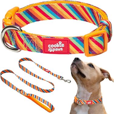 Нашийник і повідок для собак Cookie Paws, м'який неопрен, геометричний дизайн, великий розмір, зручний та довговічний