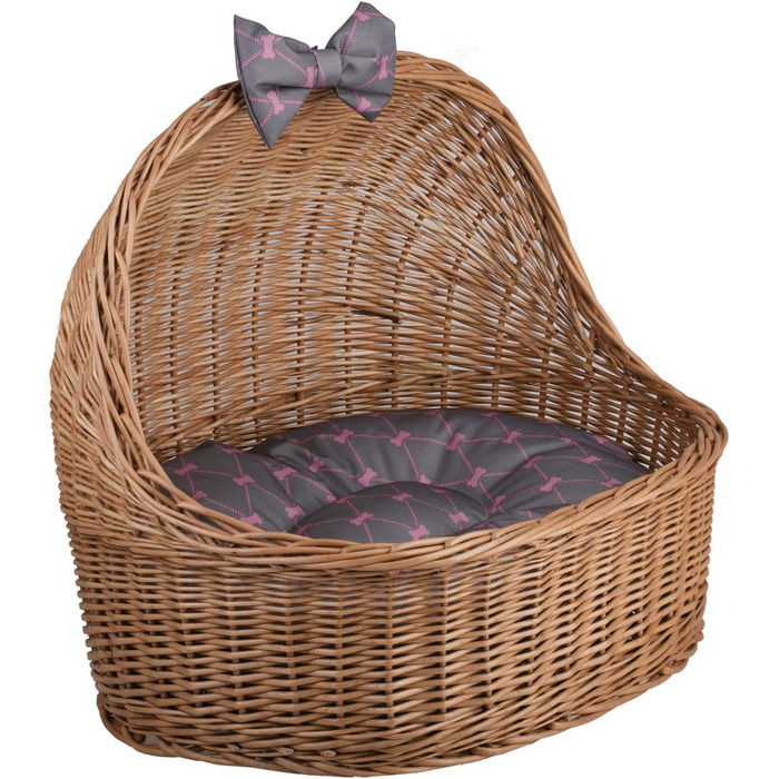 Плетена будка з лози для собак і котів e-wicker24, з дахом, натуральний сірий, лежанка, кошик, будиночок
