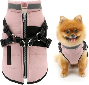 Теплий жилет для собак та котів SMALLLEE_LUCKY_STORE, флісова підкладка, спортивний дизайн, з поворотним кільцем, для чихуахуа, йоркширського тер'єра, рожевий xs