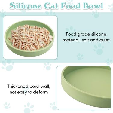 Набір мисок для котячого корму Apatal з силікону, 15 см, набір з 2 мисок для котів, широкі миски, для сухого та вологого корму, зелені