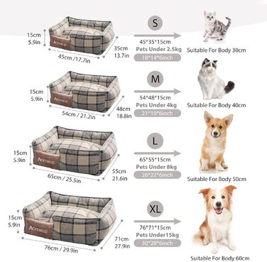 Ортопедичне ліжко для собак PETCUTE, середнього та великого розміру, знімний та пральний чохол, неслизьке дно, м'яке диван-ліжко, сірий колір, M, класичний сірий