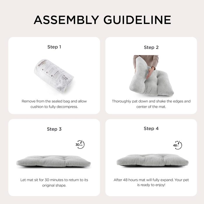 Килимок для собак BEDSURE XL - великий, сірий, 104x69x8 см. З антиковзким дном, для великих собак, з подушкою для заспокоєння.