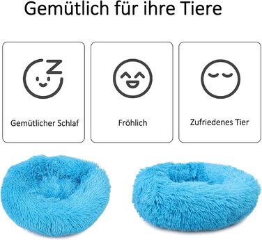 М'яке ліжко для собак та котів Donut 50 см - блакитне, для маленьких та середніх порід