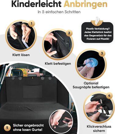 Захист для багажника автомобіля для собак HELDENWERK - універсальний, водовідштовхувальний, стійкий до подряпин, з захистом бокових панелей та краю завантаження. Підходить для собак.