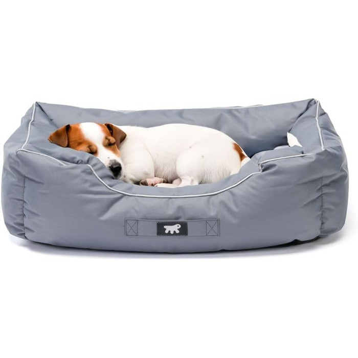 Ортопедичне ліжко для собак великих порід Ferplast: м'яка лежанка-корзина з водонепроникним знімним чохлом, 110 x 70 x 8 см, сірого кольору