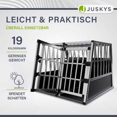 Транспортна переноска для собак Juskys Alu L (91x66x70 см) - алюмінієва, міцна, з замком