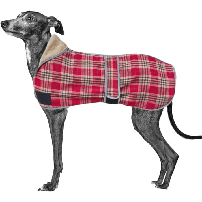 Тепла флісова жилетка для собак середніх та великих порід на зиму. Червона жилетка для собак Greyhound, Whippet з отвором для повідка та світловідбиваючими елементами.