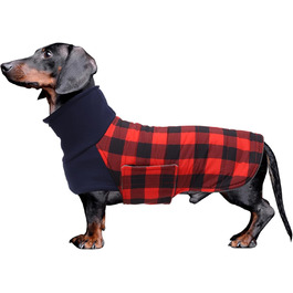 Теплий водонепроникний зимовий одяг для собак, теді для такс, M, в клітинку, червоний
