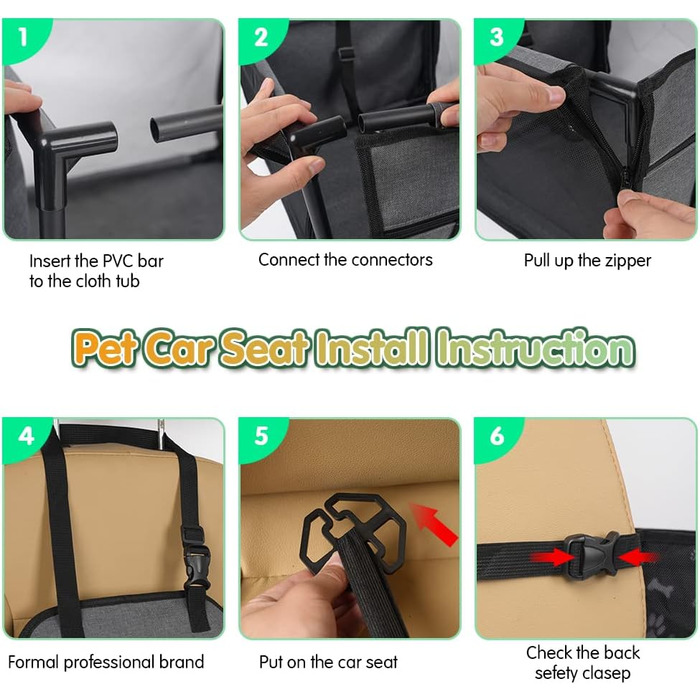 Автокрісло для собак: стабільне, водовідштовхувальне, для маленьких та середніх порід, сірий каркас