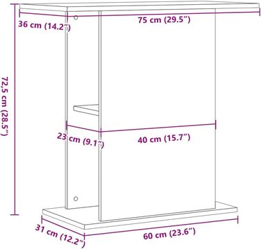 vidaXL підставка для акваріума, дуб Артизан, 36x75x72,5 см, ДСП