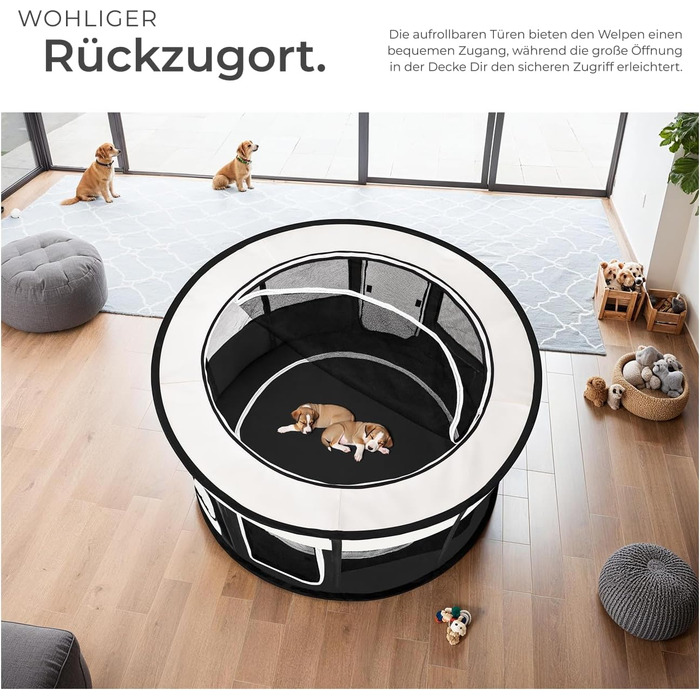 Тектейк® Вольєр для цуценят, аксесуари для собак, вольєр для собак складний, клітка для дрібних тварин (кролики, коти), вольєр для кроликів та морських свинок - Чорний | № 402438
