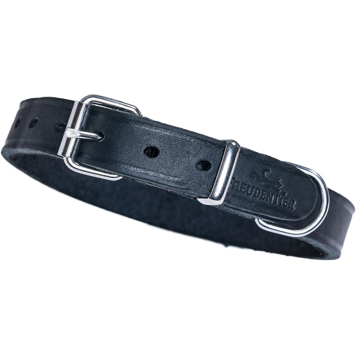 Шкіряний нашийник для собак Freudentier Alsterufer - ручної роботи, з сертифікованої шкіри, для малих, середніх та великих собак (Midnight, 29-40,5 см)