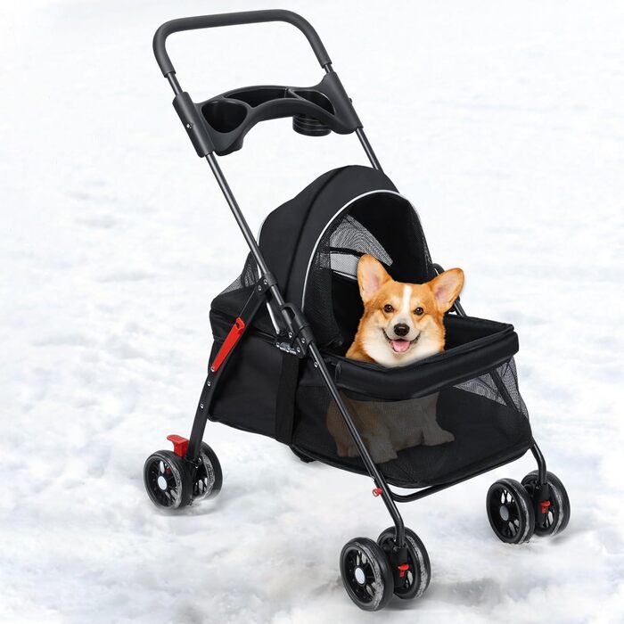 Дитяча коляска для тварин Cukoekim: для собак та котів, з балдахіном та подвійними гальмами