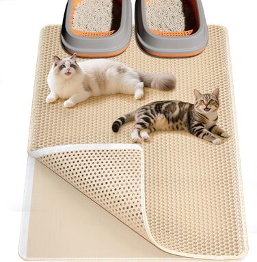 Килимок для котячого туалету Ycozy Katzenklo Matte XL 90x60 см, EVA, двошаровий, вологостійкий, легко миється, бежевий