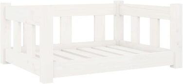 Собаче ліжко біле з масиву сосни 65,5x50,5x28 см - кошик для котів та собак середніх та великих порід