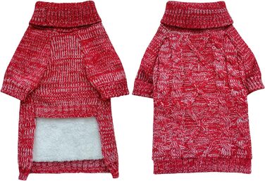 В'язаний пуловер для собак, теплий та м'який, для зими, для цуценят, червоний (S)