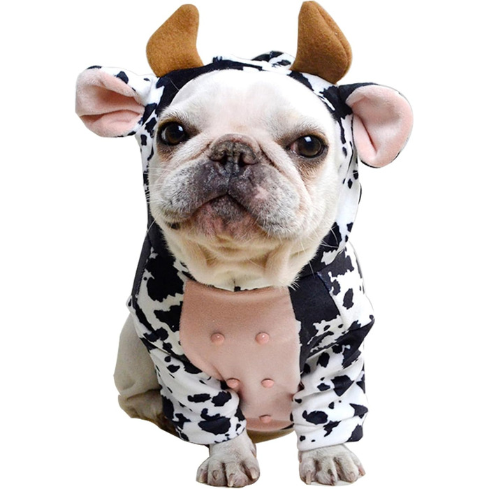 Костюм корови для собак, французький бульдог, кумедний костюм, для собак, на Різдво, костюм корови, одяг для котів (велика рогата худоба), розмір M