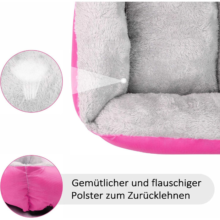 Крісло-ліжко для собак Lucky 70см, рожеве: м'яке та зручне, для середніх собак, можна прати
