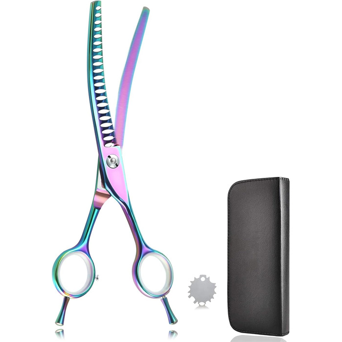 Ножиці для грумінгу собак та котів 7.2 дюйми, вигнуті, професійні, з нержавіючої сталі 440C, ручна робота