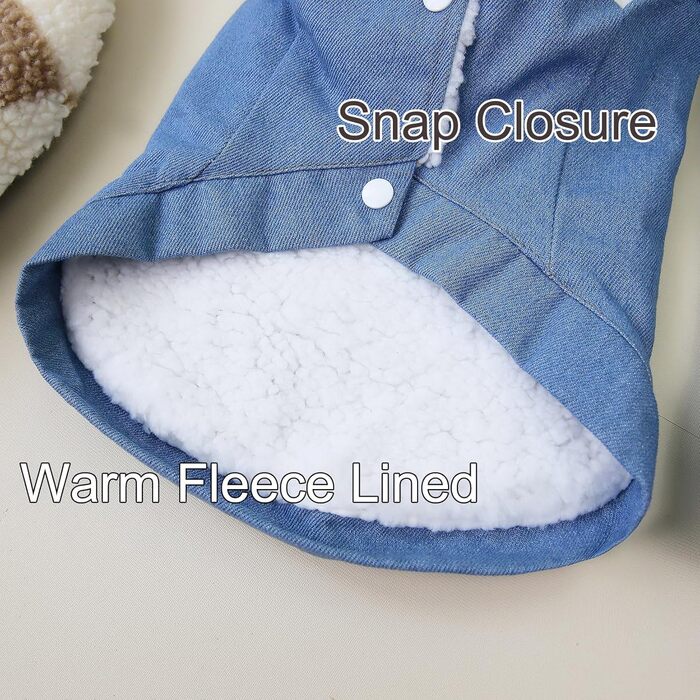 Зунеа Тепла джинсова куртка для собак, утеплена флісом, для маленьких та середніх порід, з кільцем D, тепла жилетка для холодної погоди, одяг для цуценят, такса, темно-синій, розмір (4XL, світло-синій)