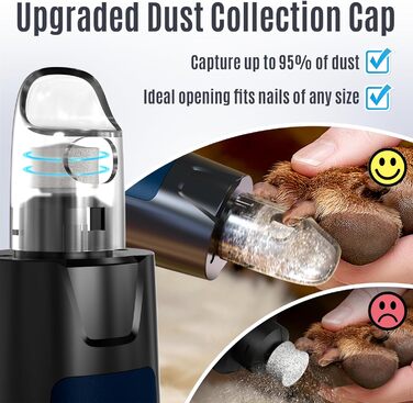 Електричний шліфувальник для собак та котів Casfuy Neue – 6 швидкостей, 2 LED, тиха робота, 7 годин роботи