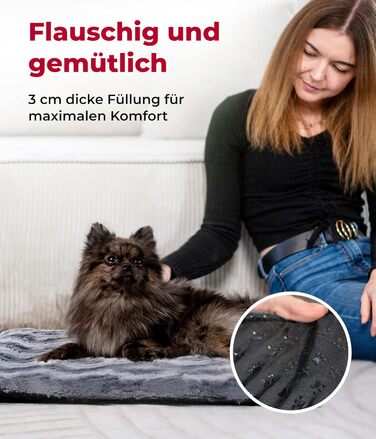 Ексклюзивне ортопедичне ліжко-матрац для собак HS-Hundebett з наповнювачем та антиковзкою основою, розмір S (55x75 см), м'яка та прана, антрацит, зроблено в Німеччині