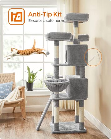 Дряпак Feandrea XXL для котів, 169 см, світло-сірий, модель PCT019W01