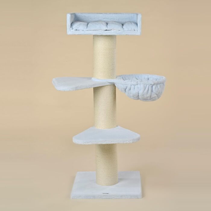 Драбина для котів RHRQuality Royalty – 158 см, товсті сизалеві стовпи (20 см), колір блакитний