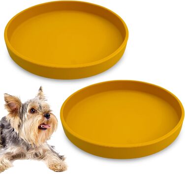Миски для котів Apatal: силіконові, неслизькі, жовті, 2 шт. (діаметр 18 см)