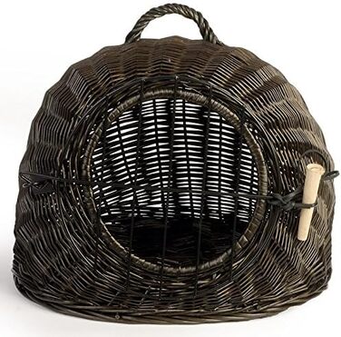 Транспортний кошик для тварин Weidenprofi, переноска для собак та котів з лози, темно-коричневого кольору, розмір (ДxШxВ) 60 x 47 x 47/52 см