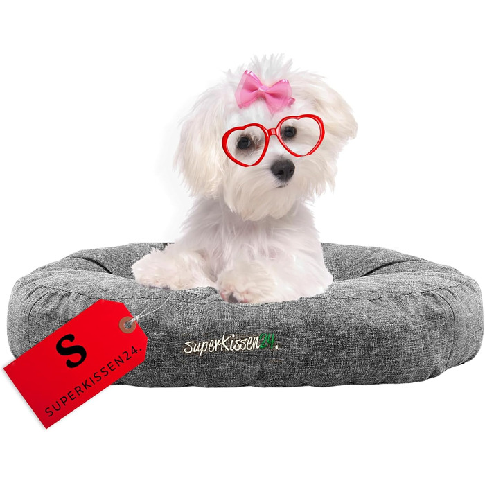 Гіркий лежак для собак середніх порід SuperKissen24 - водонепроникний лежак для котів - лежанка для собак з антикіготного матеріалу - антиалергенний та неслизький - 60 x 14 см, сірий (S)