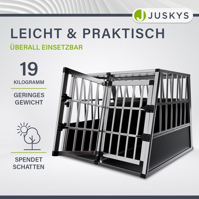Транспортна переноска для собак Juskys Alu L (91x66x70 см) - алюмінієва, міцна, з замком