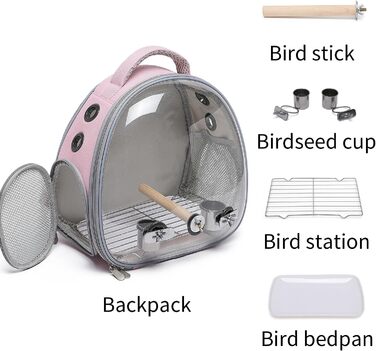 Рюкзак для тварин Ioview: переноска для хом'яків, морських свинок, птахів, котів, собак, черепах, кроликів та інших дрібних тварин. Рожевий, з аксесуарами