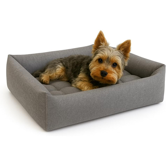 Водонепроникне ліжко для собак - ліжка для маленьких та великих собак - ліжко для собак з неслизьким дном - кошик для собак, корзинка для собак 65x55x16 сірий льон 65x55x16 сіре лляне полотно