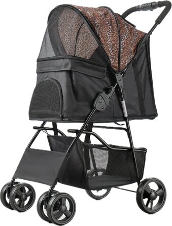 Візок для собак Сенна сірий (чорний & леопард)