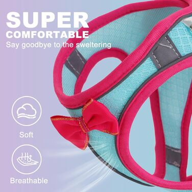 Шлейка для котів та маленьких собак, кроликів: легка, дихаюча, чорна (S, Рожевий)