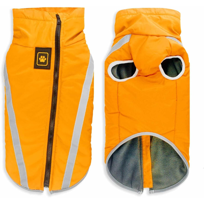 Зимова куртка Monkimau для великих собак XL-6XL | Водовідштовхуючий дощовик для собак з світловідбиваючими смугами, блискавкою та гумкою (XL, Жовтий)