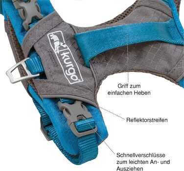 Шлейка для собак Kurgo Journey Air, чорно-сіра, XL, 34-47 кг, з м'якою підкладкою