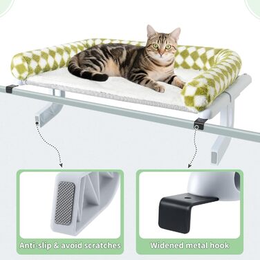 Крісло-гамак для котів Sunhoo на підвіконня, стійка, до 18 кг, зелений, 61x38 см