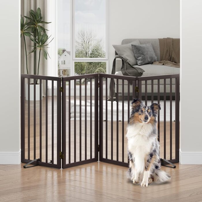 Захисне ґратка для собак з бамбука, перегородка для кімнати, 3 панелі, ширина 55