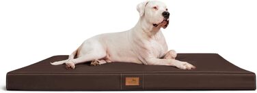 Ортопедичний матрац для собак Tierlando® Oscar Easy CLEAN з екошкіри та віскоеластичної піни, 120x90 см, колір: коричневий | Антипрослизьке покриття