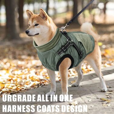 Зимовий теплий одяг для собак Mosucoirl: водонепроникна куртка з відбиваючими елементами, для маленьких, середніх та великих собак, колір зелений, розмір L