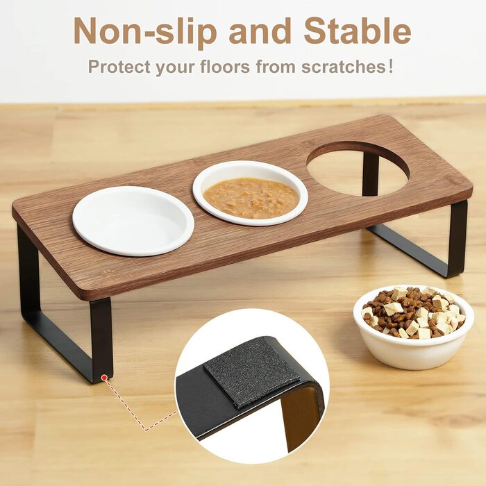 Набір мисок для котячого корму Sunhoo: 3 шт., кераміка, похила, ортопедична, для зменшення блювоти, коричнева